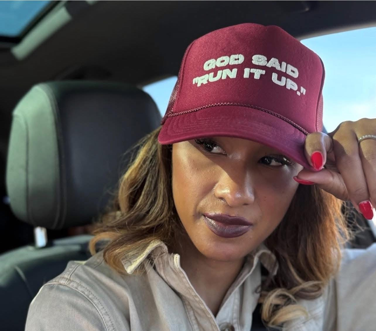 Maroon trucker hat