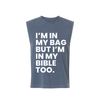 I'm in my bag but i'm in my bible too faded navy mid length tshirt 