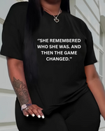 Black shirt white writing 