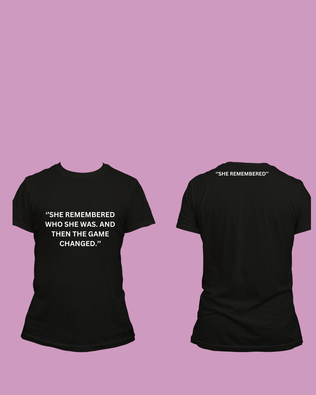 Black shirt white writing 