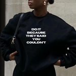 Black unisex crew white writing